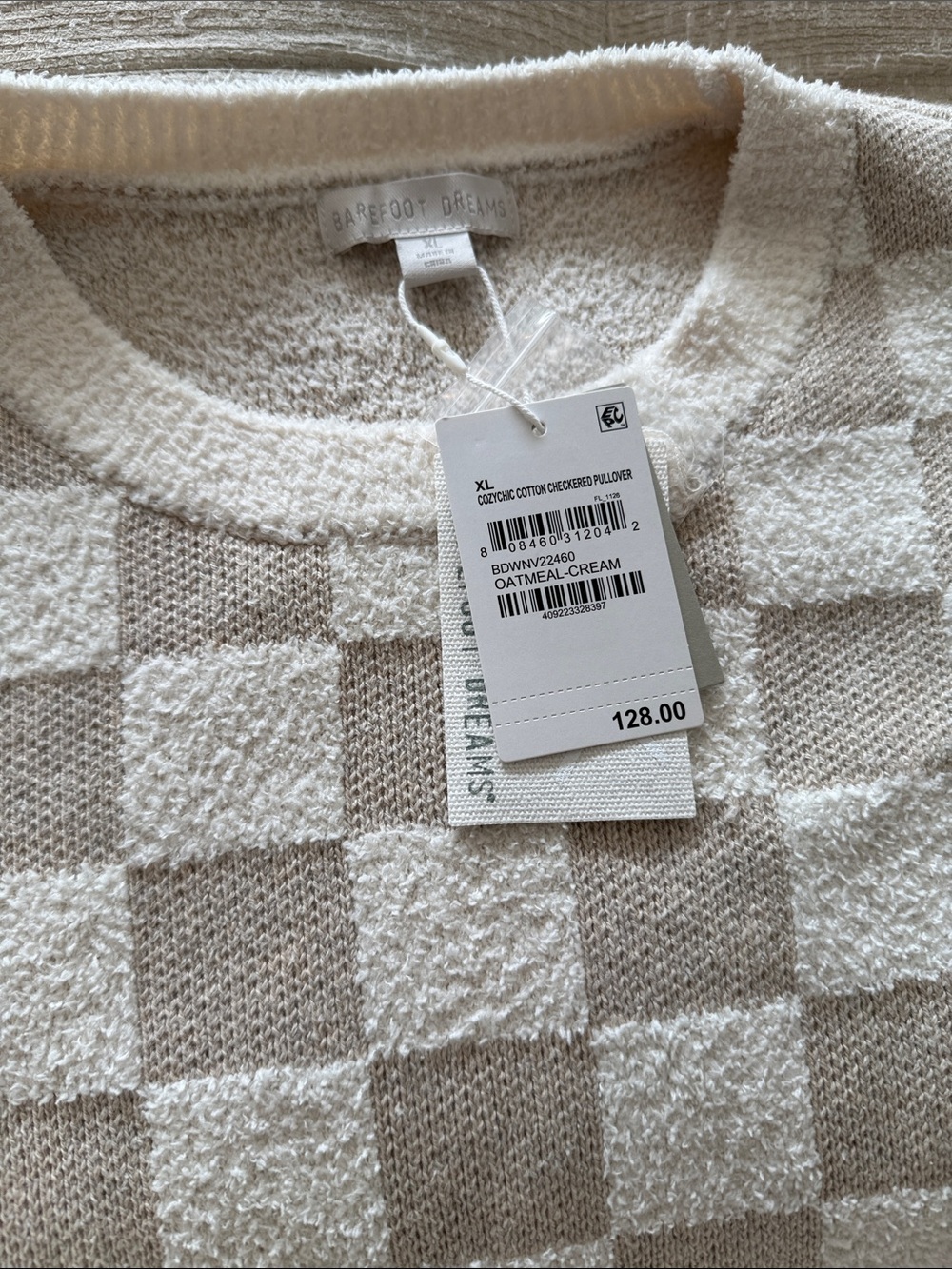 Barefoot Dreams Cozy Cotton Checkered Pullover NWT XL - Picture 9 of 10